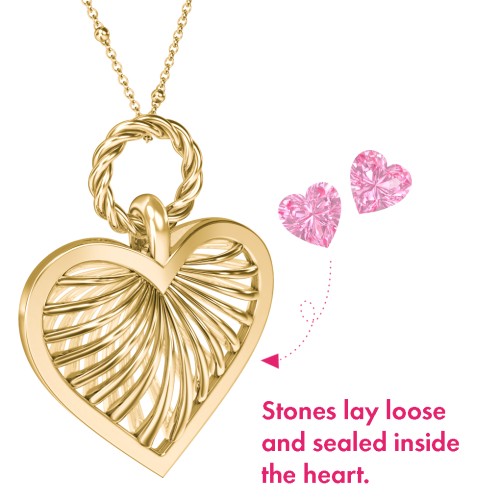 Radiant Caged Heart Necklace with 1-6 Birthstones