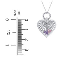 Radiant Caged Heart Necklace with 1-6 Birthstones