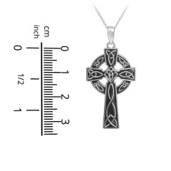 Engravable Celtic Cross Necklace with Black Enamel