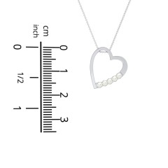 Engravable Tilted Heart Necklace with Pearls