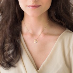 Engravable Tilted Heart Necklace with Pearls