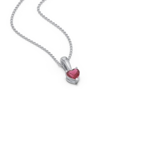Engravable Generations Stacking Hearts Pendant - 1 – Sterling Silver with Ruby
