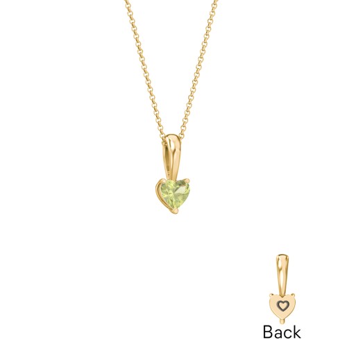 Engravable Generations Stacking Hearts Pendant - 1 – 18K Gold Plated Silver with Peridot