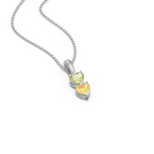 Engravable Generations Stacking Hearts Pendant - 2 – Sterling Silver with Peridot and Citrine