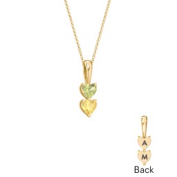 Engravable Generations Stacking Hearts Pendant - 2 in 18K Gold Plated Silver with Peridot and Citrine