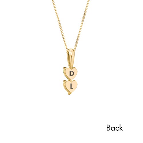 Engravable Generations Stacking Hearts Pendant - 2 – 18K Gold Plated Silver with Peridot and Citrine