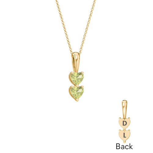 Engravable Generations Stacking Hearts Pendant - 2 – 18K Gold Plated Silver with Peridot