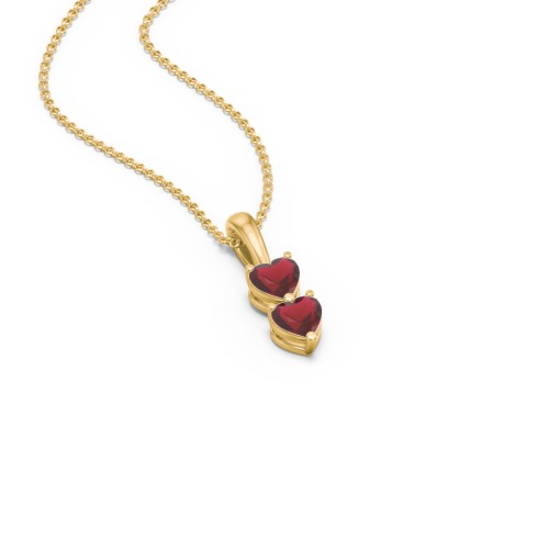 Engravable Generations Stacking Hearts Pendant - 2 – 18K Gold Plated Silver with Garnet