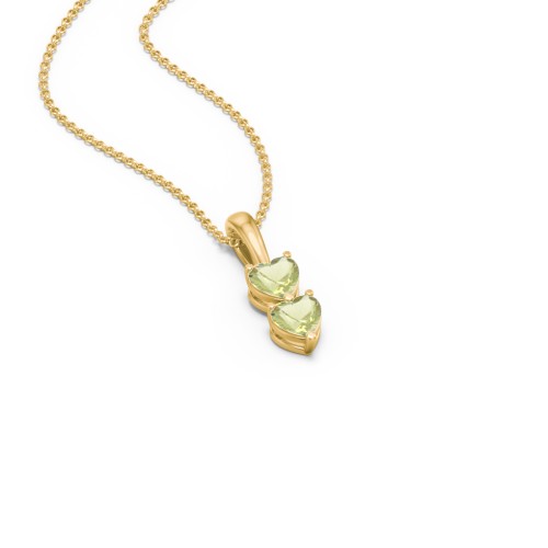 Engravable Generations Stacking Hearts Pendant - 2 – 18K Gold Plated Silver with Peridot