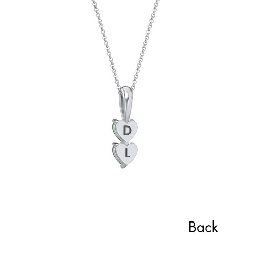 Engravable Generations Stacking Hearts Pendant - 2 – Sterling Silver with Emerald