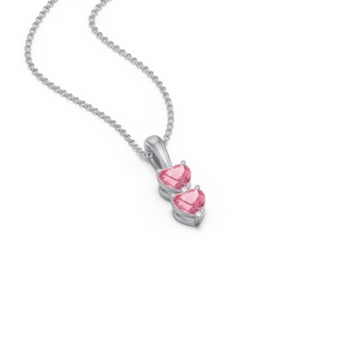 Engravable Generations Stacking Hearts Pendant - 2 – Sterling Silver with Pink Tourmaline