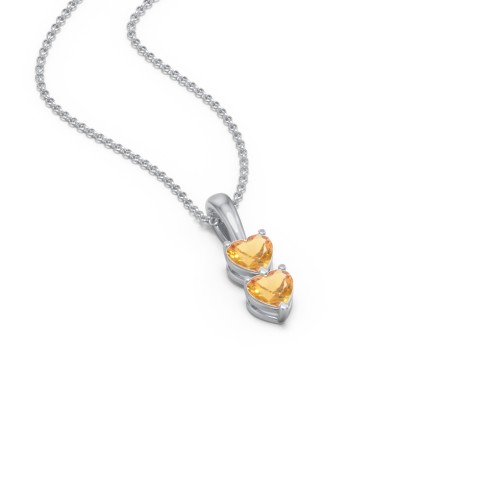 Engravable Generations Stacking Hearts Pendant - 2 – Sterling Silver with Citrine