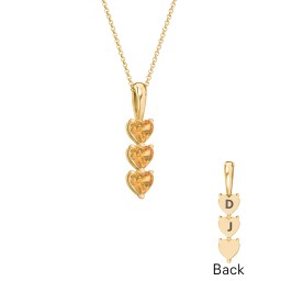 Engravable Generations Stacking Hearts Pendant - 3 in 18K Gold Plated Silver with Citrine