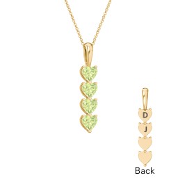 Engravable Generations Stacking Hearts Pendant - 4 in 18K Gold Plated Silver with Peridot