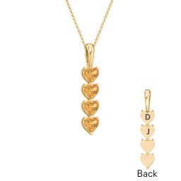 Engravable Generations Stacking Hearts Pendant - 4 in 18K Gold Plated Silver with Citrine