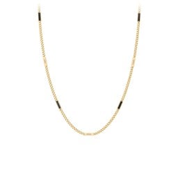 Engravable Bar Open Curb Chain with Black Enamel Bars