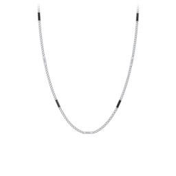 Engravable Bar Open Curb Chain with Black Enamel Bars in 925 Sterling Silver