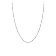 Engravable Bar Open Curb Chain with Blue Enamel Bars