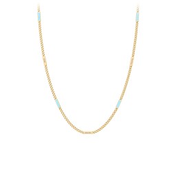 Engravable Bar Open Curb Chain with Blue Enamel Bars