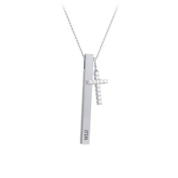 Slim Engravable 3D Bar Pendant & Cross Charm