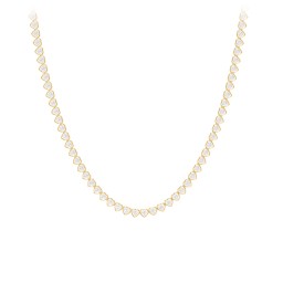 Heart Cubic Zirconia Tennis Necklace in 18K Gold Plated Silver