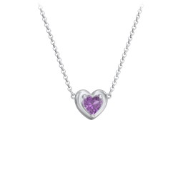 Puffy Heart Pendant with 1 Birthstone