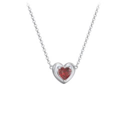 Puffy Heart Pendant with 1 Birthstone