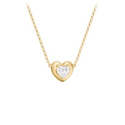 Puffy Heart Pendant with 1 Birthstone in 18K Gold Plated Silver with Diamond