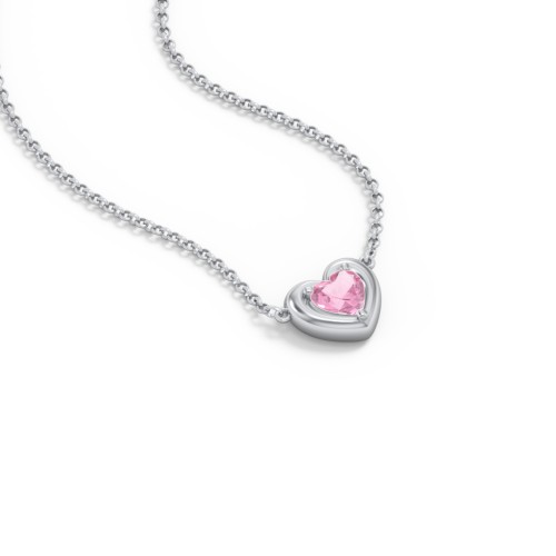 Puffy Heart Pendant with 1 Birthstone