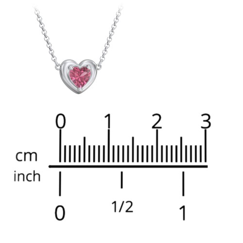 Puffy Heart Pendant with 1 Birthstone – Sterling Silver with Pink Tourmaline