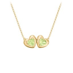 Puffy Heart Pendant with 2 Birthstones