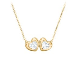 Puffy Heart Pendant with 2 Birthstones