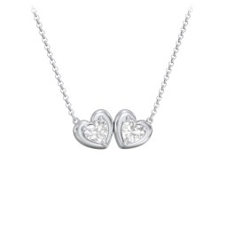 Puffy Heart Pendant with 2 Birthstones