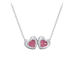 Puffy Heart Pendant with 2 Birthstones