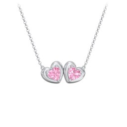 Puffy Heart Pendant with 2 Birthstones