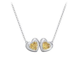 Puffy Heart Pendant with 2 Birthstones