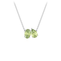 Toi et Moi Oval and Pear Gemstone Necklace