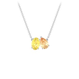 Toi et Moi Oval and Pear Gemstone Necklace