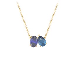 Toi et Moi Oval and Pear Gemstone Necklace