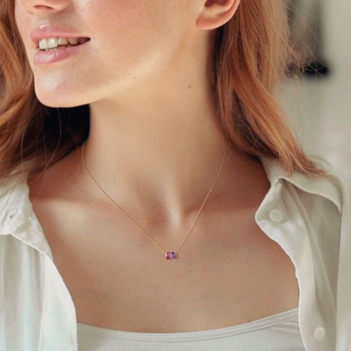 Toi et Moi Oval and Pear Gemstone Necklace