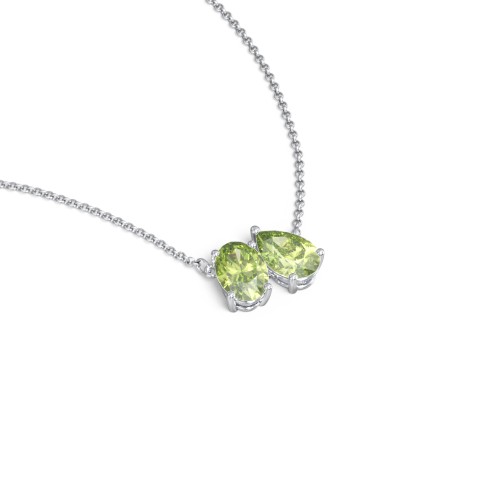 Toi et Moi Oval and Pear Gemstone Necklace