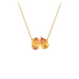 Toi et Moi Oval and Pear Gemstone Necklace in 18K Gold Plated Silver with Citrine