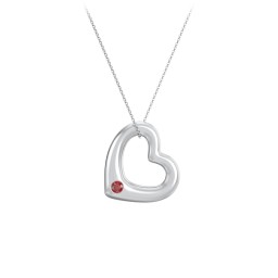 Floating Puffy Heart Pendant with 2 Birthstones