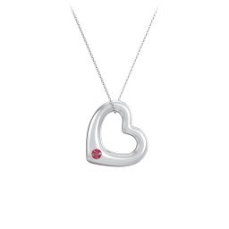 Floating Puffy Heart Pendant with 2 Birthstones