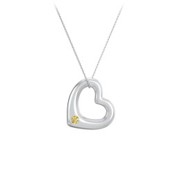 Floating Puffy Heart Pendant with 2 Birthstones