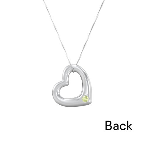 Floating Puffy Heart Pendant with 2 Birthstones