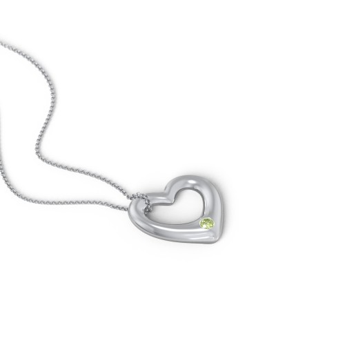 Floating Puffy Heart Pendant with 2 Birthstones