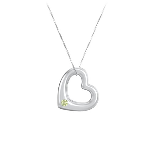 Floating Puffy Heart Pendant with 2 Birthstones