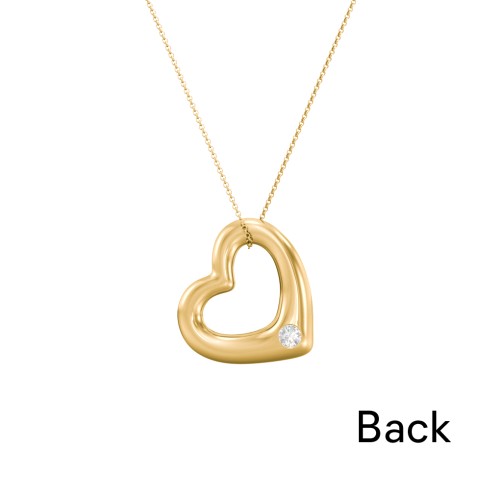 Floating Puffy Heart Pendant with 2 Birthstones – 18K Gold Plated Silver with Diamond