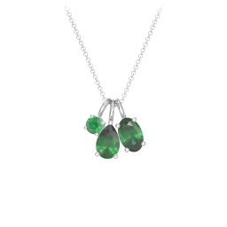 Toi et Moi + Baby and Me - Necklace Charms in 925 Sterling Silver with Emerald
